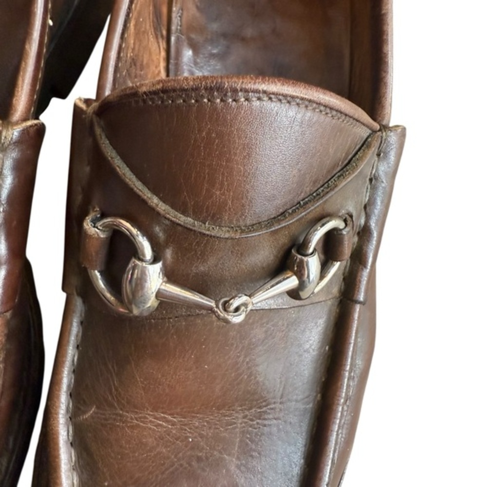 Gucci Men’s 8 Horsebit Loafers Brown Leather Silver Old Money Equestrian Classic - Picture 3 of 16